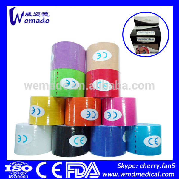 綿筋肉療法専門メーカーkスポーツテープ/色とりどり5cmx5mネシオロジーテープ療法cefdabsciは承認-材料のためのドレッシングそして心配問屋・仕入れ・卸・卸売り
