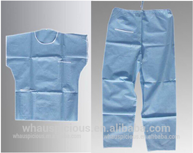 使い捨て不織布ppまたはsms病院の使用パジャマセットブルー色-外科供給問屋・仕入れ・卸・卸売り