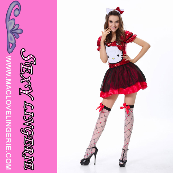 卸売動物の5379suppilersあるholloween衣装パターン美しい赤いキティ猫女衣装セクシー-セクシーコスチューム問屋・仕入れ・卸・卸売り