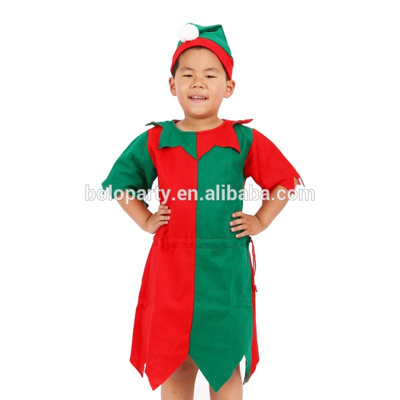 2015子赤と緑のクリスマスの装飾を感じたエルフチュニック仮装-マスコット問屋・仕入れ・卸・卸売り