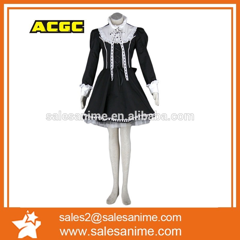 シフォンドレス新しいファッション甘いメイドロリータ衣装プリンセスドレスセクシーな黒のレースロリータスカート綿-アニメコスチューム問屋・仕入れ・卸・卸売り