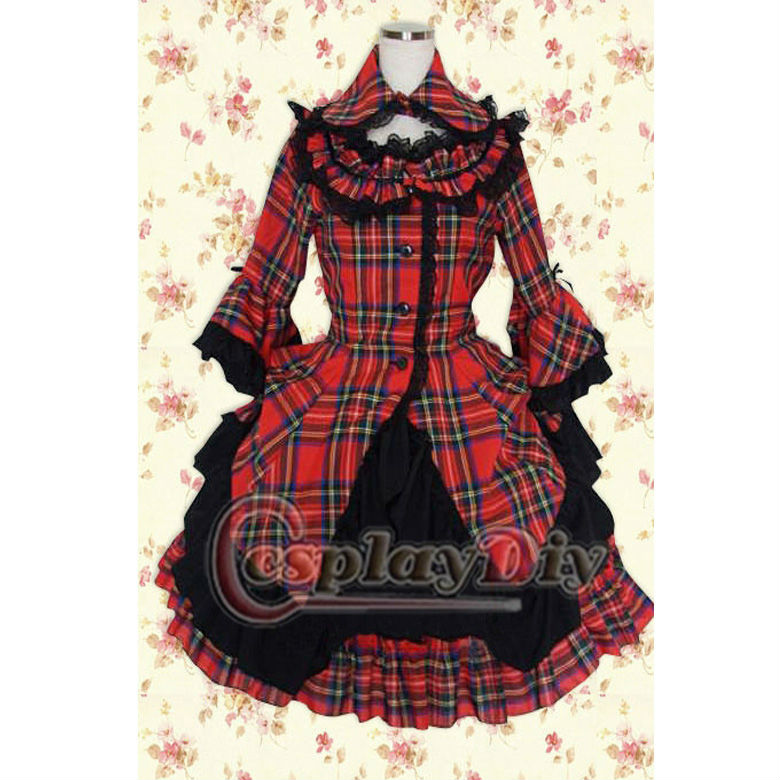 ☆オーダーメイド メイド 赤チェック柄ロリータシリーズ コスプレドレス☆-アニメコスチューム問屋・仕入れ・卸・卸売り