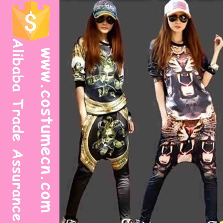 新しいarraival2015少女ヒップホップジャズダンス3dプリントtシャツとパンツ卸売高品質で-作業着問屋・仕入れ・卸・卸売り