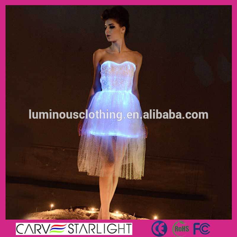 最新の光は、 ドレスを2015光ファイバーledスマートでエレガントなダンスのドレス-作業着問屋・仕入れ・卸・卸売り