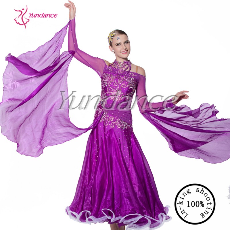 ファッション紫色2015社交ダンスドレスから中国b-10336-作業着問屋・仕入れ・卸・卸売り