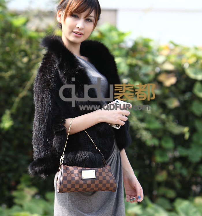 QD200125 フォックスファートリム女性とニットミンクの毛皮のショール 2014-コート問屋・仕入れ・卸・卸売り