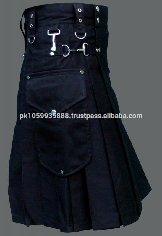 黒貨物キルトのためのスタイリッシュ人/メンズ貨物キルト( 伝統的なキルト)-プラスサイズドレス、スカート問屋・仕入れ・卸・卸売り