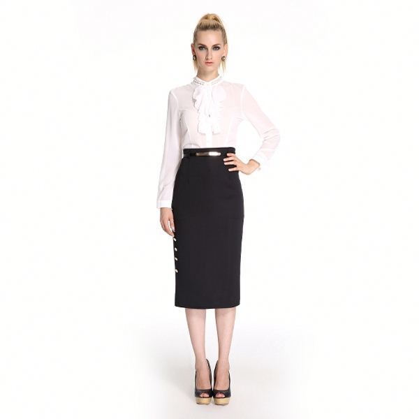 事務服女性のオフィスのスカートロングスカート黒ロングスカート-プラスサイズドレス、スカート問屋・仕入れ・卸・卸売り