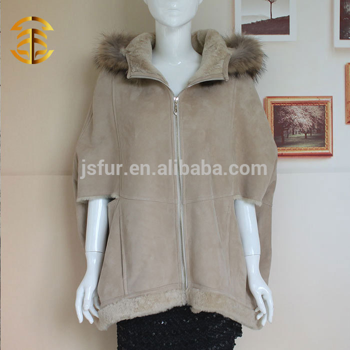 トップファッションラクダ色最高品質レディース毛皮と革のシープスキンダブルフェイス1.jpgpaovercoat卸売バットスリーブコート-コート問屋・仕入れ・卸・卸売り