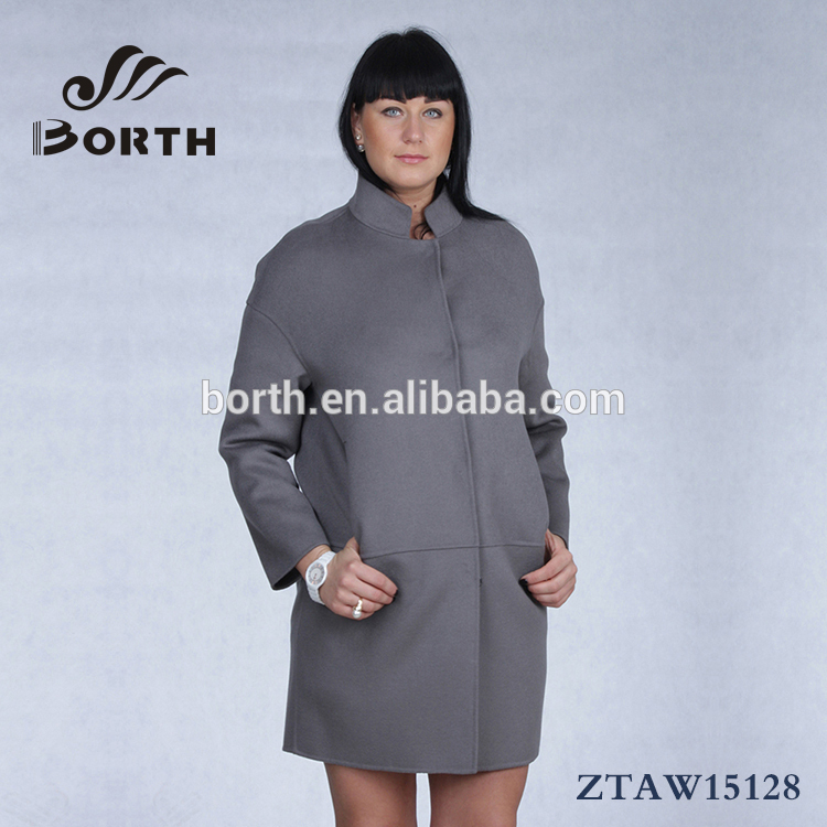 Borthの( r) ファッションウールカシミヤ冬の女性のためのアーミーグリーンオーバーコート-コート問屋・仕入れ・卸・卸売り