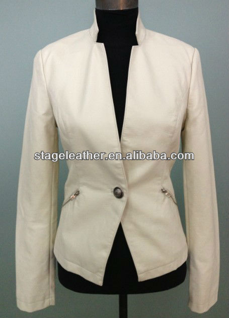 白い色の最新コートスタイルpuレザー女性のための-コート問屋・仕入れ・卸・卸売り