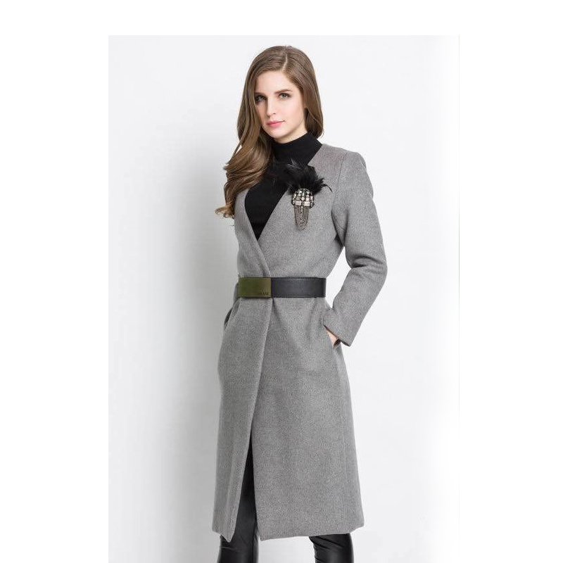 新しいファッション灰色の短い女性ロングウール冬の暖かいコート-コート問屋・仕入れ・卸・卸売り