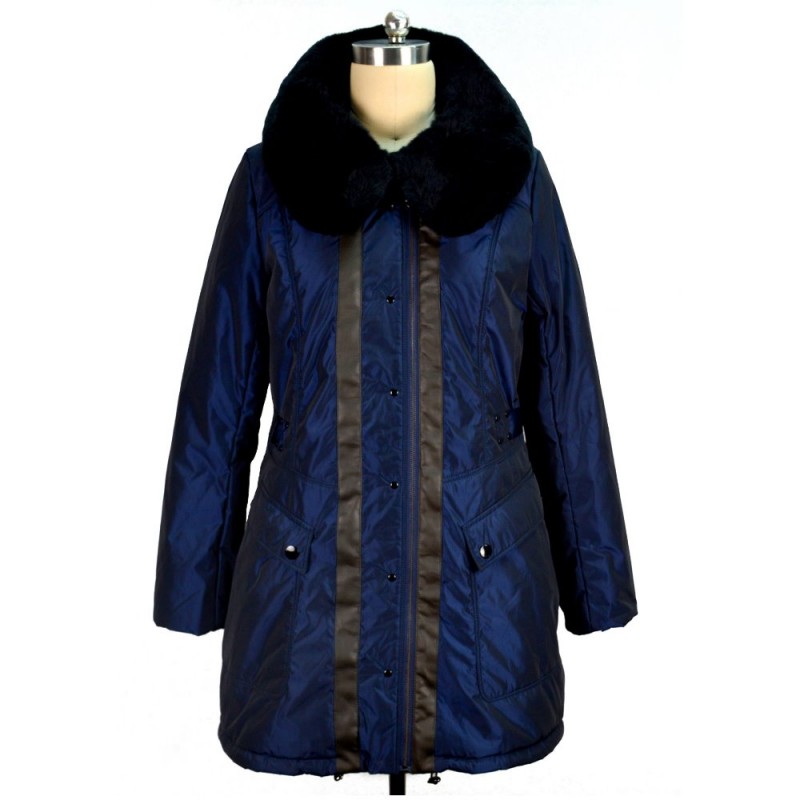 新しいスタイルの長い青2015暖かい冬のパディングジャケット毛皮トリム付女性のための-コート問屋・仕入れ・卸・卸売り