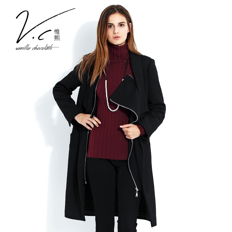 契約したvanillachocolate2015新しい冬のウールのコートファッションステッチジッパーコート-コート問屋・仕入れ・卸・卸売り