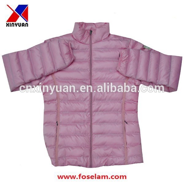 女性パッド入りの冬のジャケット2015カスタマイズ生成する新しいスタイルのファクトリ低いmoq短いピンクのコート-ジャケット問屋・仕入れ・卸・卸売り