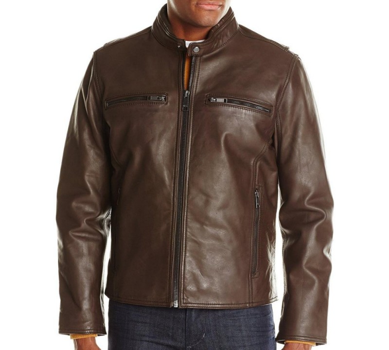 新しいカスタマイズ2014年最新デザインの高品質の革のジャケットの男性茶色で-ジャケット問屋・仕入れ・卸・卸売り