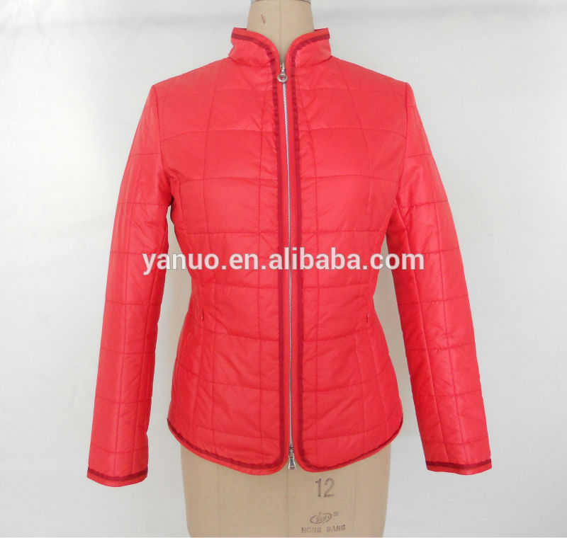 赤の女性ジャケット、 女性のアパレル、 春・秋キルティングジャケット-ジャケット問屋・仕入れ・卸・卸売り