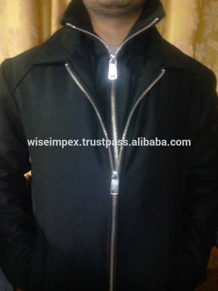 フルブラックフロントポケット付きウールジャケット男性のための新しいデザイン2015使用可能なすべてのサイズ-ジャケット問屋・仕入れ・卸・卸売り