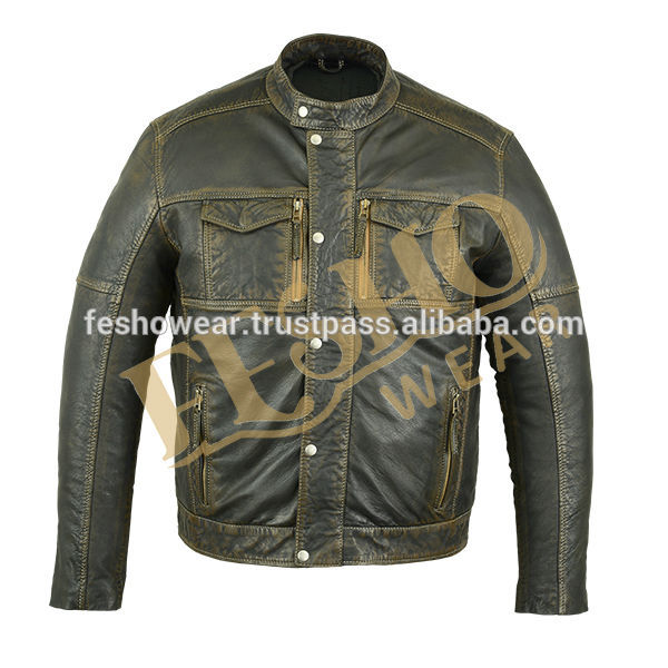 黒ワックスレザーブラウンウォッシュ用のジャケットの男性新ファッションデザインパキスタン-ジャケット問屋・仕入れ・卸・卸売り