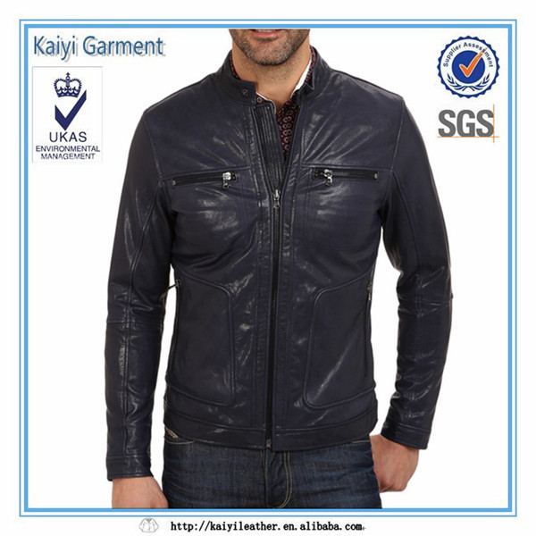男性用青本物の革のジャケット、 ファッションボンバーjaket-ジャケット問屋・仕入れ・卸・卸売り