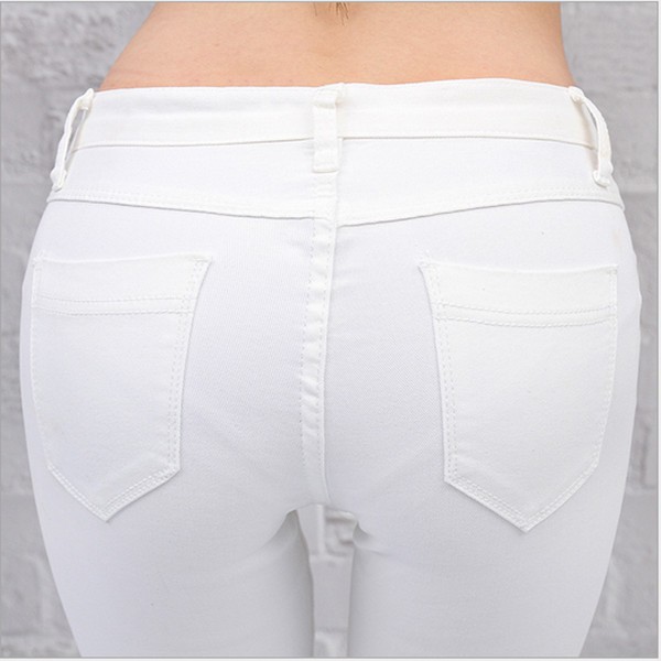 新しいスタイルの白い鉛筆girleスキニー女性ビッグサイズのコットンポリエステル全長白人女性のジーンズのジーンズのズボン-ジーンズ問屋・仕入れ・卸・卸売り