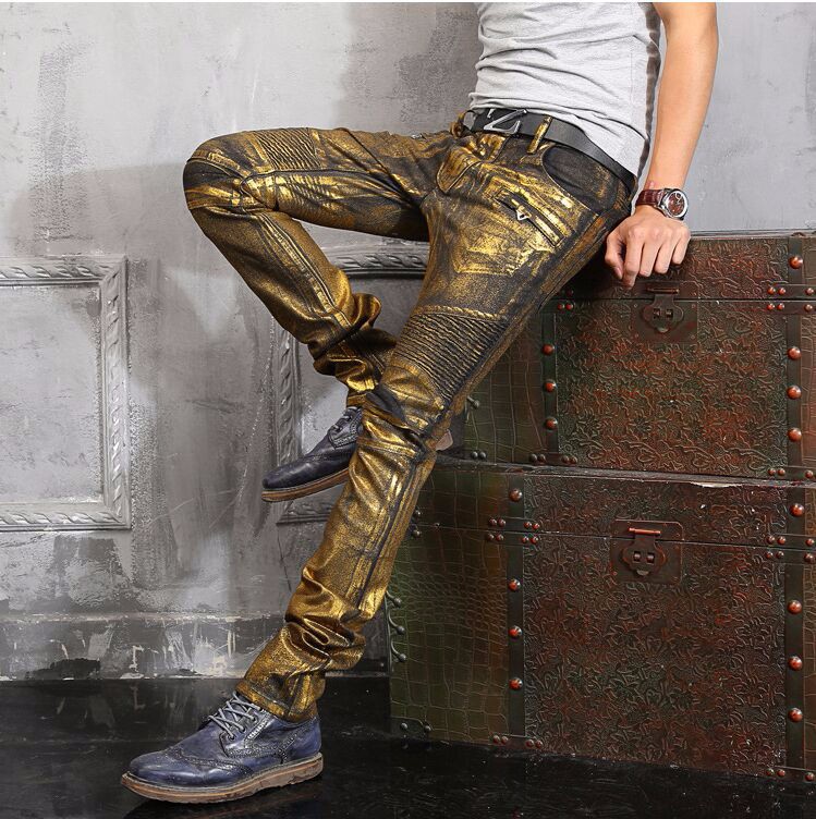 男性用の高品質の金ワックスヨーロッパ私たちのスタイルファッションプラスサイズカジュアルなジーンズ-ジーンズ問屋・仕入れ・卸・卸売り