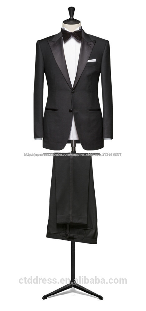 最高品質20152枚100％ラペルウール黒サテン新しいスタイルのウェディングドレスのスーツ男性用-スーツ、タキシード問屋・仕入れ・卸・卸売り