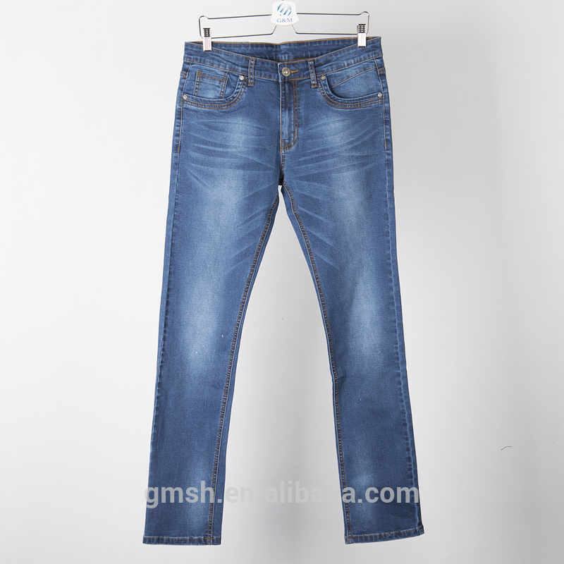 ファッションジーンズ青い色で伸縮性のあるライクラ/スーパースリム男性用ジーンズ/メンズクラシックな5ポケット石ウォッシュジーンズ-ジーンズ問屋・仕入れ・卸・卸売り