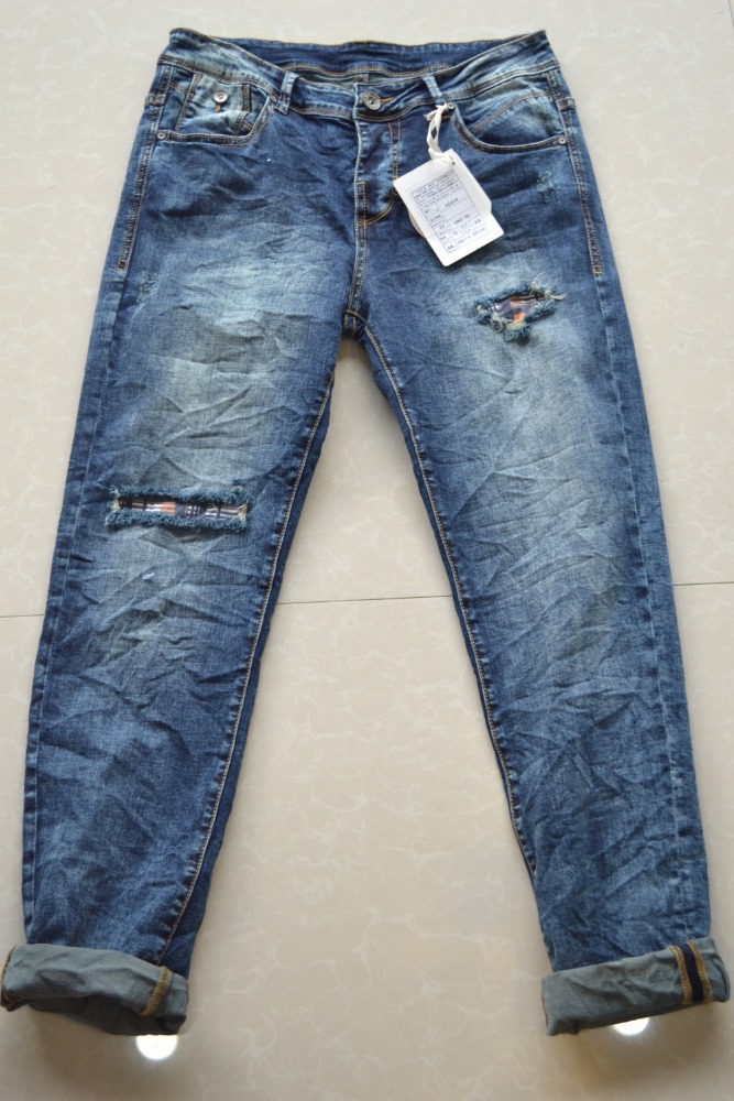 ストレートレッグデニムジーンズファッションwrankle穴アップリケの男性のジーンズ-ジーンズ問屋・仕入れ・卸・卸売り