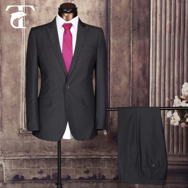 既製スリムフィットメンズスーツは、 ボタン一つの男のスーツ-スーツ、タキシード問屋・仕入れ・卸・卸売り