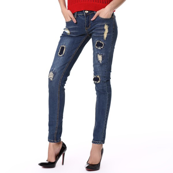 新しい弾性2014年スリムデニム鉛筆長いデザイン6種類のサイズの女性のジーンズズボンのズボンハイウエストのペンシルスキニージーンズの女性-ジーンズ問屋・仕入れ・卸・卸売り