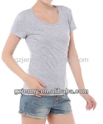 綿100％uネックt- シャツ女性のための-Tシャツ問屋・仕入れ・卸・卸売り