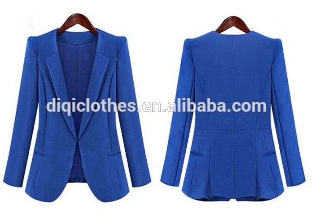 新しいファッション春秋2015ターン- ダウン襟長袖スリムつのボタンの女性のスーツのジャケットプラスサイズs-4xl黒青-スーツ、タキシード問屋・仕入れ・卸・卸売り