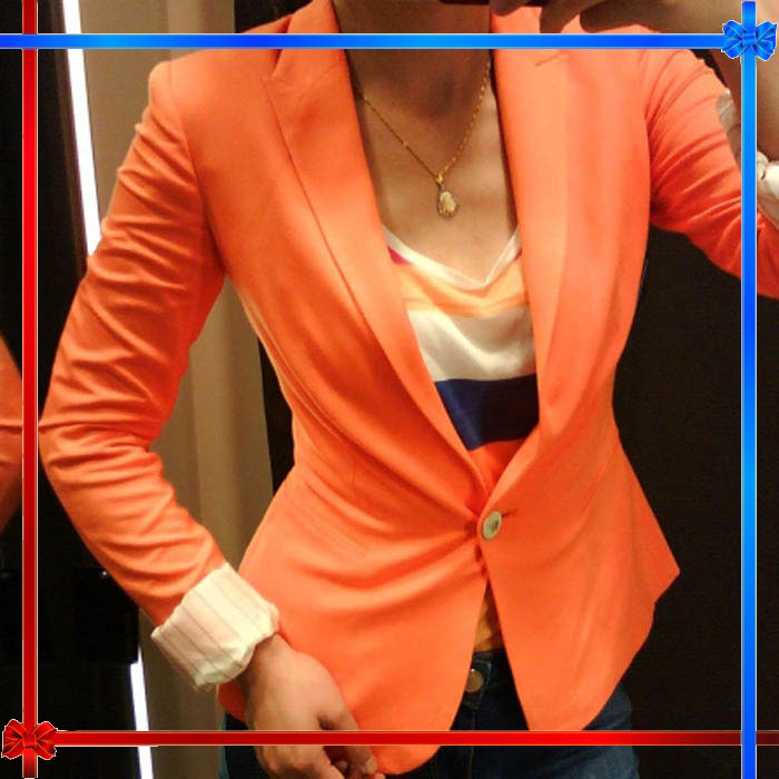 女性の菓子西オレンジ色のビジネススーツ-スーツ、タキシード問屋・仕入れ・卸・卸売り