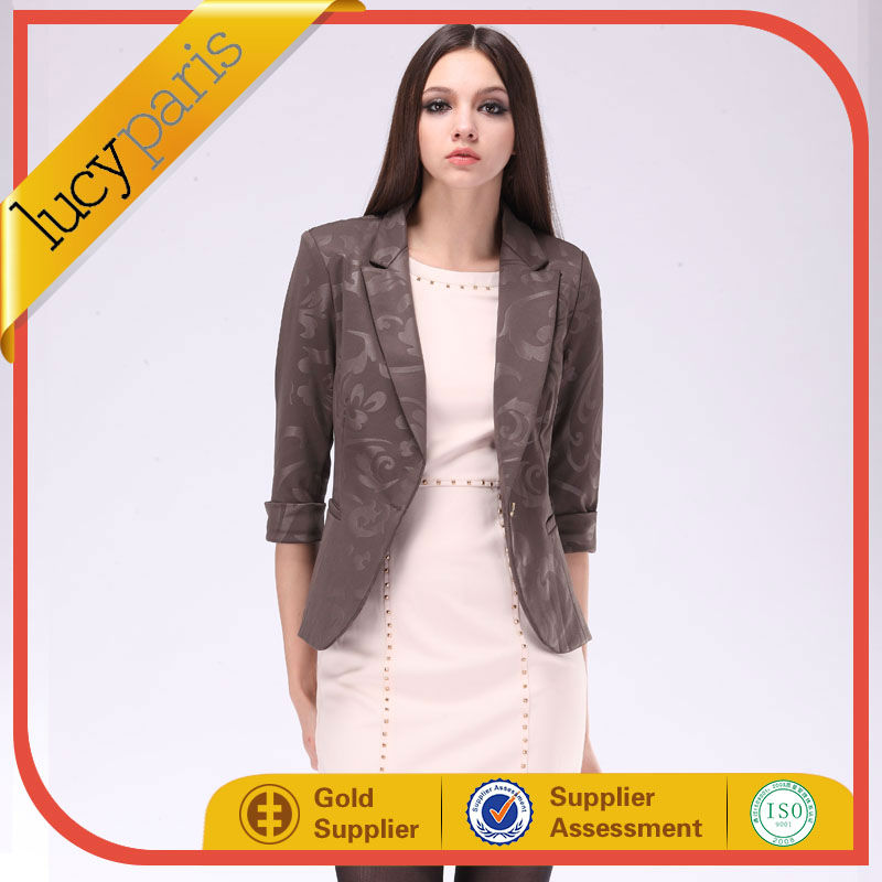 パリルーシープリントパターン成熟した女性のためのコートを2014年女性のスーツ-スーツ、タキシード問屋・仕入れ・卸・卸売り