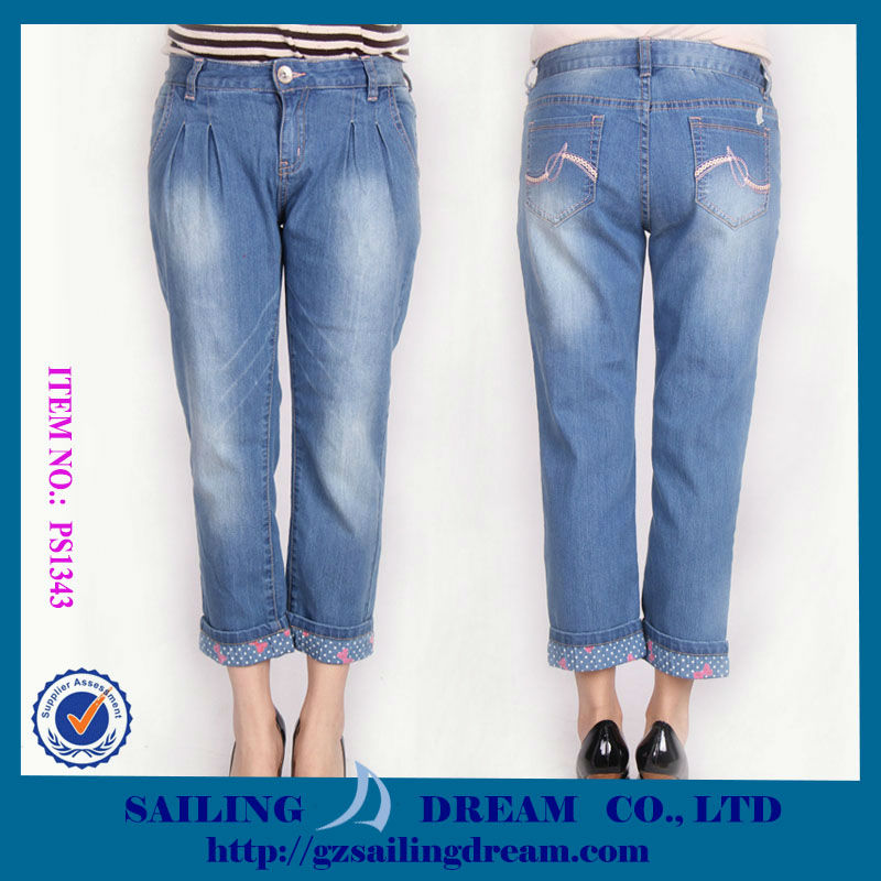 女性のジーンズパンツパンツ3/4ps13433四半期の長さ-ショーツ問屋・仕入れ・卸・卸売り