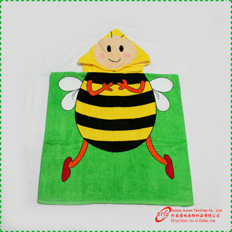 Oem中国のメーカー蜂蜜蜂のデザイン( スタイル) 反応印刷されたコットンベルベットフード付きビーチタオル-バスローブ問屋・仕入れ・卸・卸売り