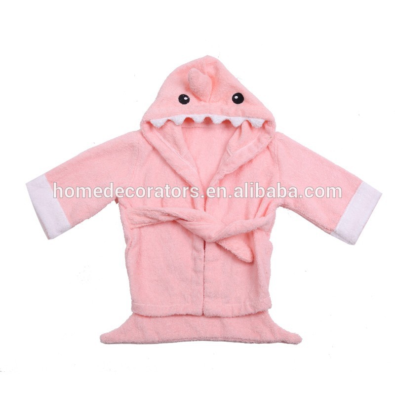 かわいい赤ちゃんのお風呂ローブピンク子供バスローブサメのバスローブ-バスローブ問屋・仕入れ・卸・卸売り
