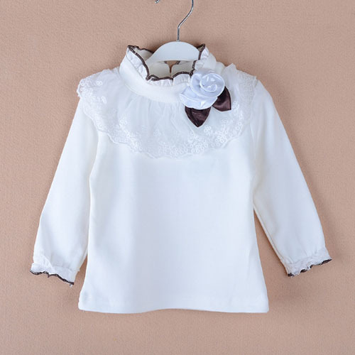 プリンセスレースの白のベビーガールのtcx18001付きシャツちょう結び-ベビーシャツ、トップス問屋・仕入れ・卸・卸売り