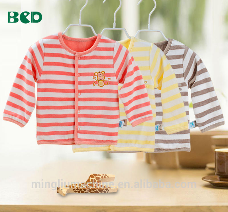 赤ちゃんカラフルな水平ストライプトップス-ベビーシャツ、トップス問屋・仕入れ・卸・卸売り