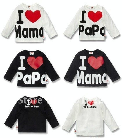 赤ちゃんの服、 アイラブママパパの赤ん坊のワイシャツ/t- シャツの少年・少女ロング- スリーブシャツjpclothes001-ベビーシャツ、トップス問屋・仕入れ・卸・卸売り