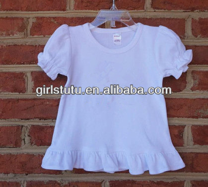 最新のデザイン児の女の子フリルブランク色のt- シャツベビー空白無地t- シャツ-ベビーシャツ、トップス問屋・仕入れ・卸・卸売り
