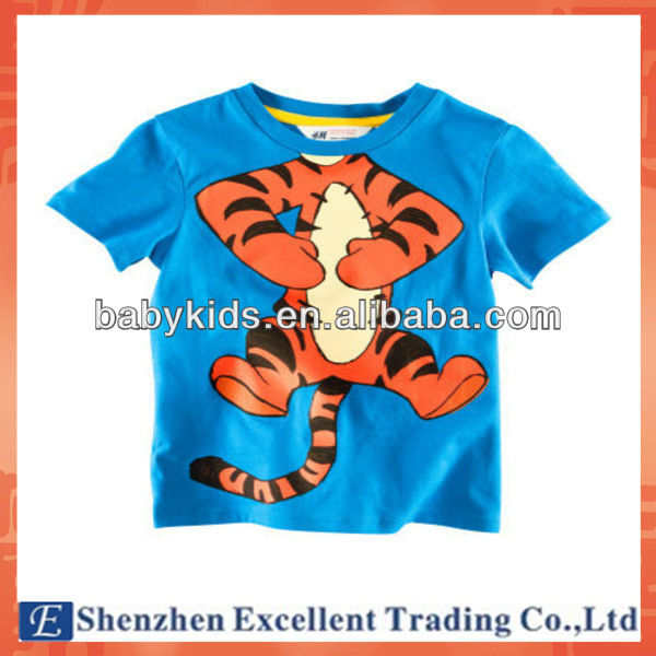排他的なブルーデニム虎プリント赤ちゃん男の子のシャツ-プラスサイズシャツ、ブラウス問屋・仕入れ・卸・卸売り