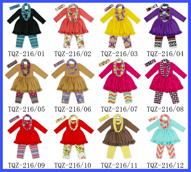 女の赤ちゃんのホット4個設定された服の衣装赤ちゃんのクスクス笑いムーンリメイクブティック女子秋の服装でのマッチヘッドバンドとスカーフ-ベビー服セット問屋・仕入れ・卸・卸売り