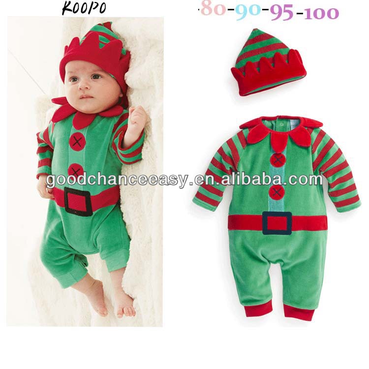 赤ちゃんクリスマス緑のカボチャromper+hat2pcs/setスタイルの長い袖-ベビーロンパース問屋・仕入れ・卸・卸売り