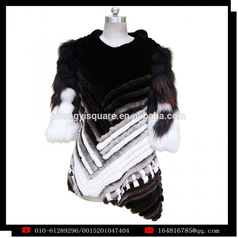 女性が編んだニットyzy1373本物のレックス- ウサギ毛皮waistcoats-ベスト問屋・仕入れ・卸・卸売り