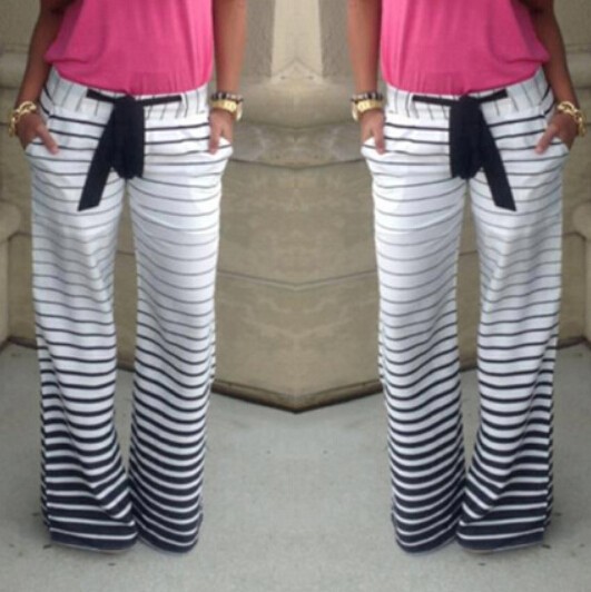 新しいファッションの女性は長いパンツ2015sportpants快適なスリムジョガーストライプベルト付きカジュアルなズボン-ズボン問屋・仕入れ・卸・卸売り