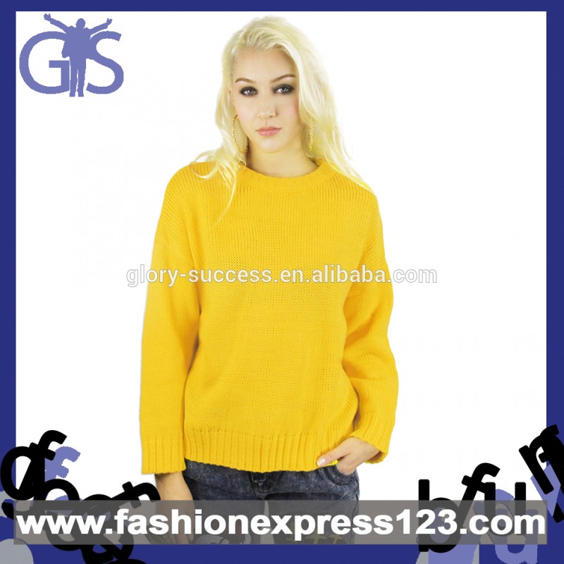 熱い販売のoem2015黄色のアクリルニットの女性のセーター-セーター問屋・仕入れ・卸・卸売り