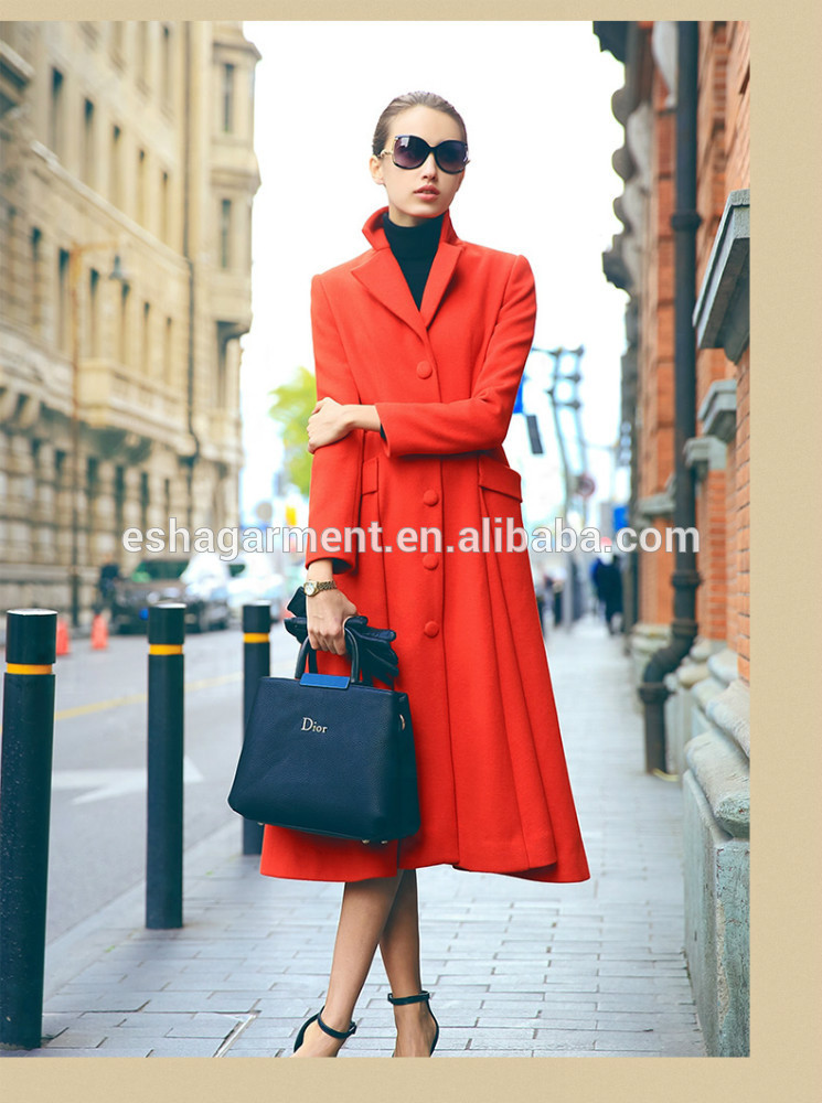 ファッショナブルな新しいデザイン女性のための女性の長いコートの襟梳毛ウールジャケットブレザーサプライヤー広州工場卸売-コート問屋・仕入れ・卸・卸売り
