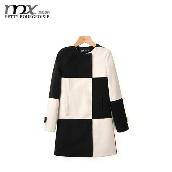 最も人気のあるタータン冬のファッション新しいスタイルの冬のコート2015膝丈-コート問屋・仕入れ・卸・卸売り